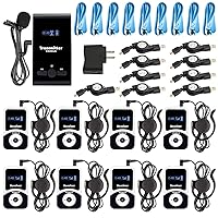 EXMAX EX-100 Wireless Tour Guide System Live Translator Microphone Church Translation Devices Simultaneous Interpreting Equipment Silent Conference Social Distancing (1 Transmitter 8 Receivers)