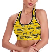 Heavy Equipment and Machinery Women's Sports Bra Wirefree Breathable Yoga Vest Racerback Padded Workout Tank Top