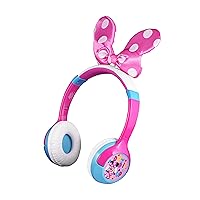 eKids Minnie Mouse Kids Bluetooth Headphones, Wireless Headphones with Microphone Includes Aux Cord, Volume Reduced Kids Foldable Headphones for School, Home, or Travel