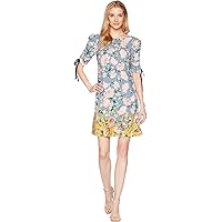 Donna Morgan Women's Printed Shift with Gathered Sleeve