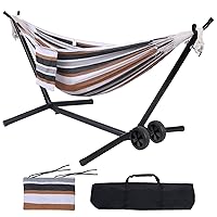 Portable Hammock with Stand Included with Wheels Outdoor Double 2 Person Heavy Duty Hamacas con Base 450 lb Capacity