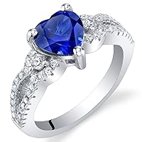 PEORA 925 Sterling Silver Heart Soulmate Ring for Women, Heart Shape, Various Gemstones, Sizes 5 to 9