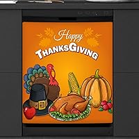 Thanksgiving Food and Turkey Dishwasher Magnet Cover for The Front Dishwasher Door Cover Panel Decals Magnetic Refrigerator Cover for Kitchen Farmhouse Home Decor（23 X 26 in）
