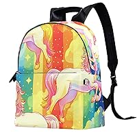 Travel Backpacks for Women,Mens Backpack,Cute Unicorn with Rainbow Stripes,Backpack