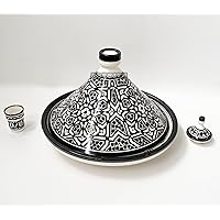 Handmade Moroccan Ceramic Tagine Cooking Pot - Artisan Hand Painted Clay Cookware - Large Tajin for Serving and Cooking | Pottery Dishware Perfect Housewarming Gift. (10 Inches, As Picture)