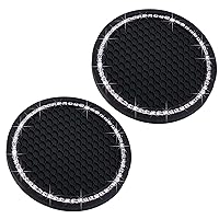 Universal Vehicle Bling Cup Holder Insert Coaster Car Interior Accessories-2.75 inch Silicone Anti Slip Crystal Rhinestone Car Coaster-Universal (Pack of 2)