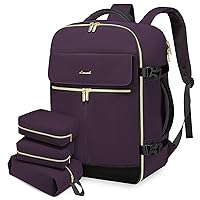 LOVEVOOK Carry On Backpack, 40L Travel Backpack Women with 3 Packing Cubes, TSA Airline Approved Suitcase Bag as Personal Item, Waterproof 17 inch Laptop Backpack for Weekender Overnight, Dark Purple