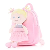 Toddler Backpack Kids Backpacks with Soft Light Baby Dolls in Pink Polka Dots Dress 9.5