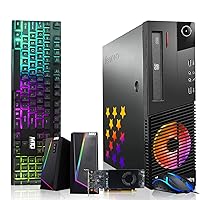 Lenovo Desktop PC Gaming Bundle - Intel Core i7, 16GB RAM, 512GB SSD, AMD RX 550, RGB Speaker, RGB Keyboard Mouse, WiFi, Win 10 Pro (Renewed)