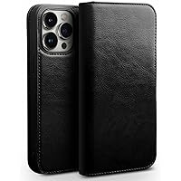 Wallet Case for iPhone 14 Pro, Genuine Leather Flip Wallet Phone Case with Card Slots Kickstand Folio Cover Case for iPhone 14 Pro 6.1