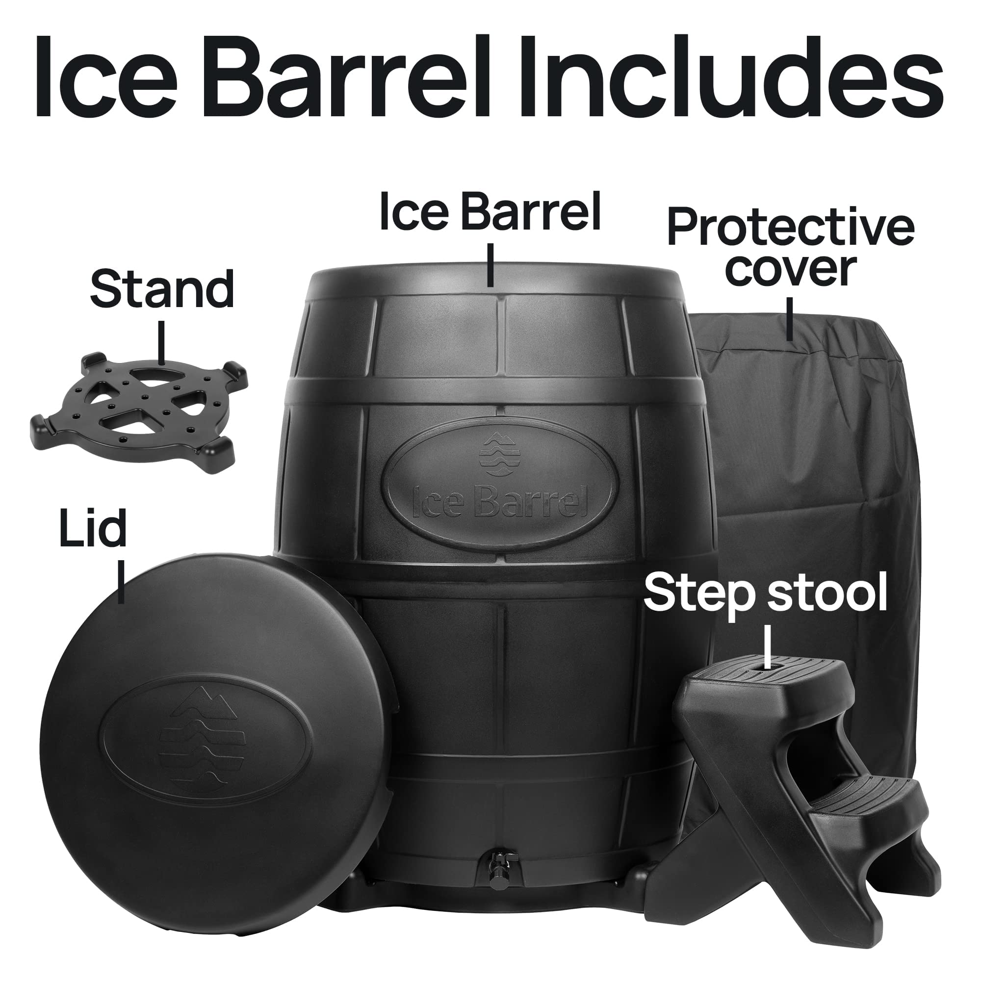 Ice Barrel Bathtub - Freestanding Cold Therapy Training Tub for Athletes - Adult Spa for Ice Baths and Soaking (Charcoal Black)