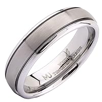 Custom Engraved White Tungsten Carbide Silver or Gold Stripes Wedding Band 6mm or 8mm