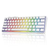Tezarre TK61 60% Mechanical Gaming Keyboard with PBT Pudding Keycaps, 61 Keys RGB Backlit Wired USB Computer Keyboards Full Keys Programmable White (Gateron Optical Brown Switch)