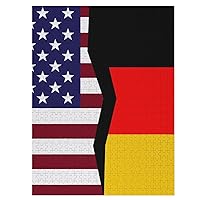 United States and Germany Flags Funny Jigsaw Puzzle for Adults Wooden Picture Puzzle Personalized Gifts for Men Women