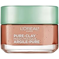 L'Oreal Paris Skincare Pure Clay Face Mask with Red Algae for Clogged Pores to Exfoliate And Refine Pores, Clay Mask, at home face mask, 1.7 oz.