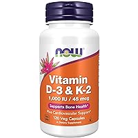 Supplements, Vitamin D-3 & K-2, 1,000 IU/45 mcg, Plus Cardiovascular Support*, Supports Bone Health*, 120 Veg Capsules