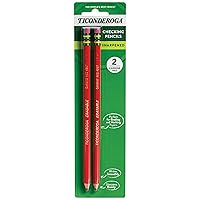 TICONDEROGA Erasable Checking Pencils, Pre-Sharpened with Eraser, Red, Pack of 2 (13901)
