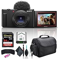 Sony ZV-1 II Vlog Camera for Content Creators and Vloggers Black ZV-1M2/B, 64GB Memory Card, Card Reader, Deluxe Soft Bag, Flex Tripod, Memory Card Wallet, Cleaning Kit