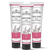 J.R. Watkins Natural Moisturizing Hand Cream, Hydrating Hand Moisturizer with Shea Butter, Cocoa Butter, and Avocado Oil, USA Made and Cruelty Free, 3.3oz, Cherry Blossom, 3 Pack