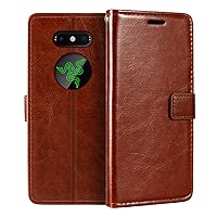 Razer Phone 2 Wallet Case, Premium PU Leather Magnetic Flip Case Cover with Card Holder and Kickstand for Razer Phone 2 Brown