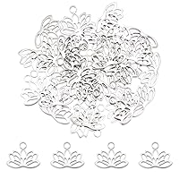 UNICRAFTALE 30 pcs Lotus Charms Hollow Lotus Flower Charms 304 Stainless Steel Charms Yoga Charms Lotus Pendants Metal Charms Mini Charms Pendant for DIY Necklace Bracelet Earring Jewelry Making