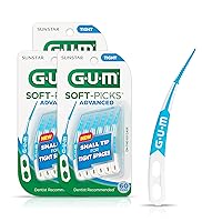 GUM Soft-Picks Advanced- Tight, Easy to Use Dental Picks for Teeth Cleaning and Gum Health, Disposable Interdental Brushes with Convenient Carry Case, Dentist Recommended Dental Picks, 60ct(3pk)