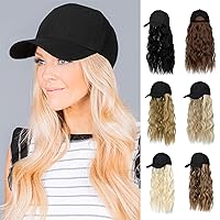 Hat Wig for Women Baseball Cap with Hair Extensions Adjustable Hat Attached 24