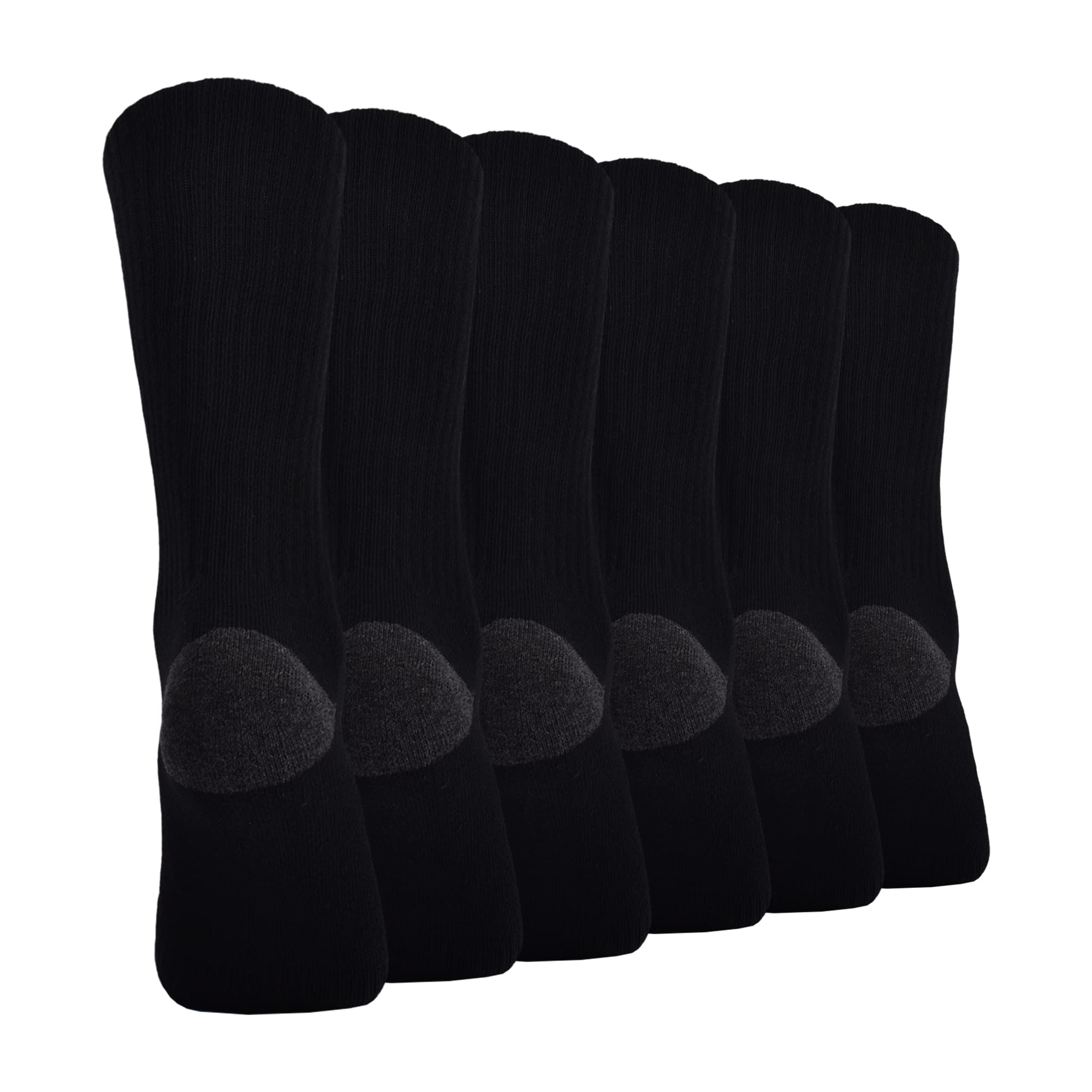 Timberland PRO mens Timberland Pro Men's Performance Crew Length 1/2 Cushion 6-pack Casual Socks, Black, Medium US