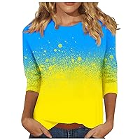 Trendy Tops for Women 3/4 Sleeve Spring Blouse Dressy Casual T-Shirt Basic Tee Tops Loose Fit 2024 Fashion Clothes