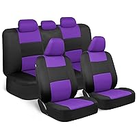 BDK PolyPro Car Seat Covers Full Set in Purple on Black – Front and Rear Split Bench Seat Covers, Easy to Install, Car Accessories for Auto Trucks Van SUV