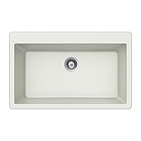 Houzer V-100 CLOUD Quartztone Series Granite Top Mount Single Bowl Kitchen Sink, White