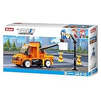 Sluban SL07169, Basket Crane Truck (122 Pieces) [M38-B0781D], Play Set, Clamping Blocks, City, with Toy Figure, City Life