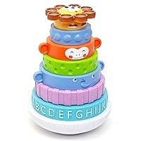 Boley Roo Crew: Stacking Rings - 8 Pieces, Baby & Toddler Sensory Toy, Animal, Colors & ABC Developmental Educational Activity Toy, Preschool Ages 2+