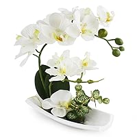 Artificial Orchids Faux Orchid White Orchid Arrangements for Kitchen Table Centerpiece Silk Fake Flowers for Decoration Home Decor Office Wedding Vivid