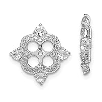 925 Sterling Silver Rhodium Diamond and White Topaz Earring Jacket