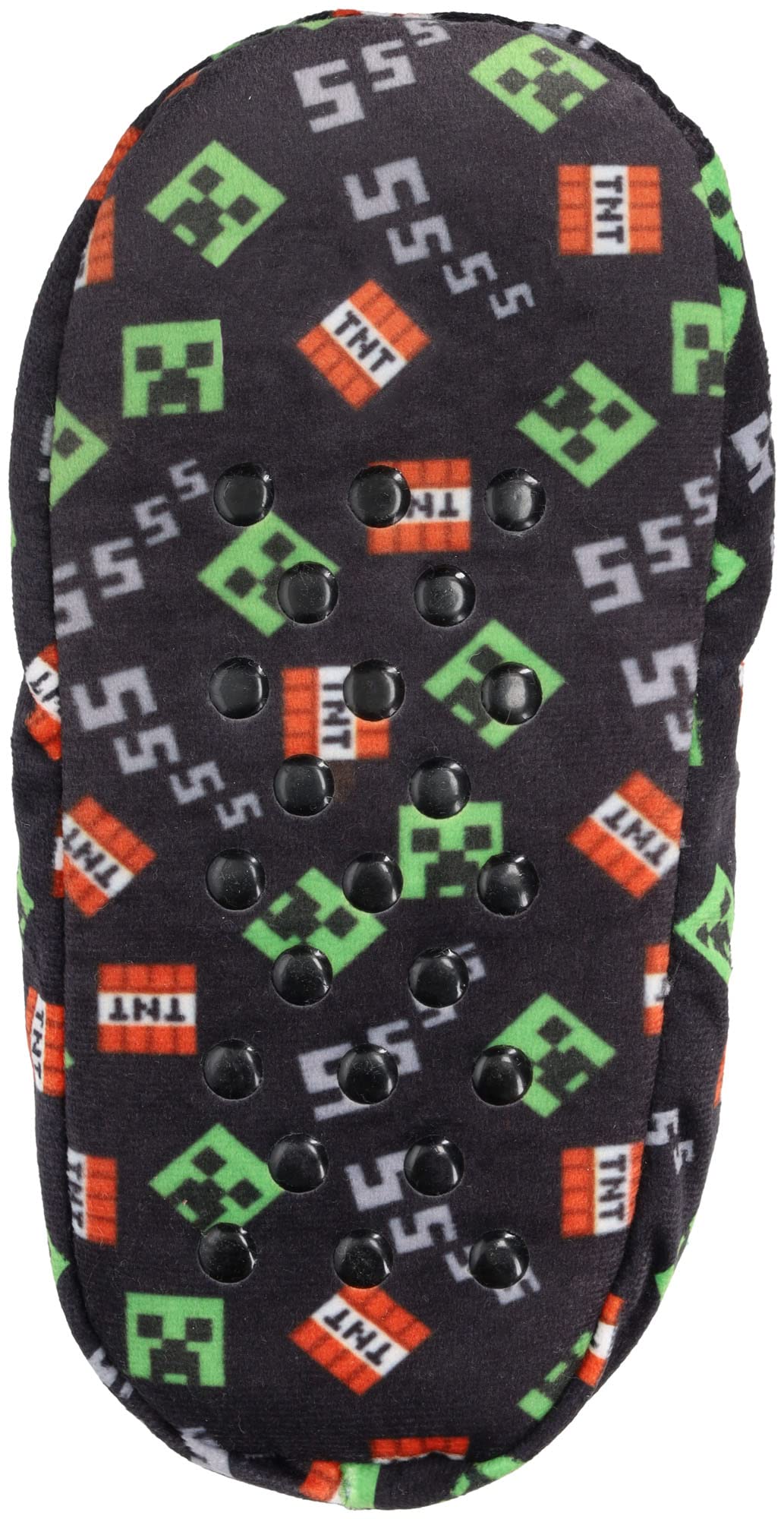 Minecraft Sock Slippers for Kids, Allover Creeper Video Game Print, Black, Little Kid/Big Kid