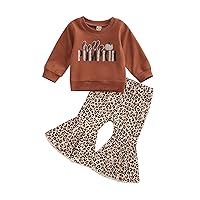 pengnight Thanksgiving Toddler Baby Girl Clothes Pumpkin Letter Long Sleeve Sweater Top Solid Color Bell-Bottoms Fall Outfits