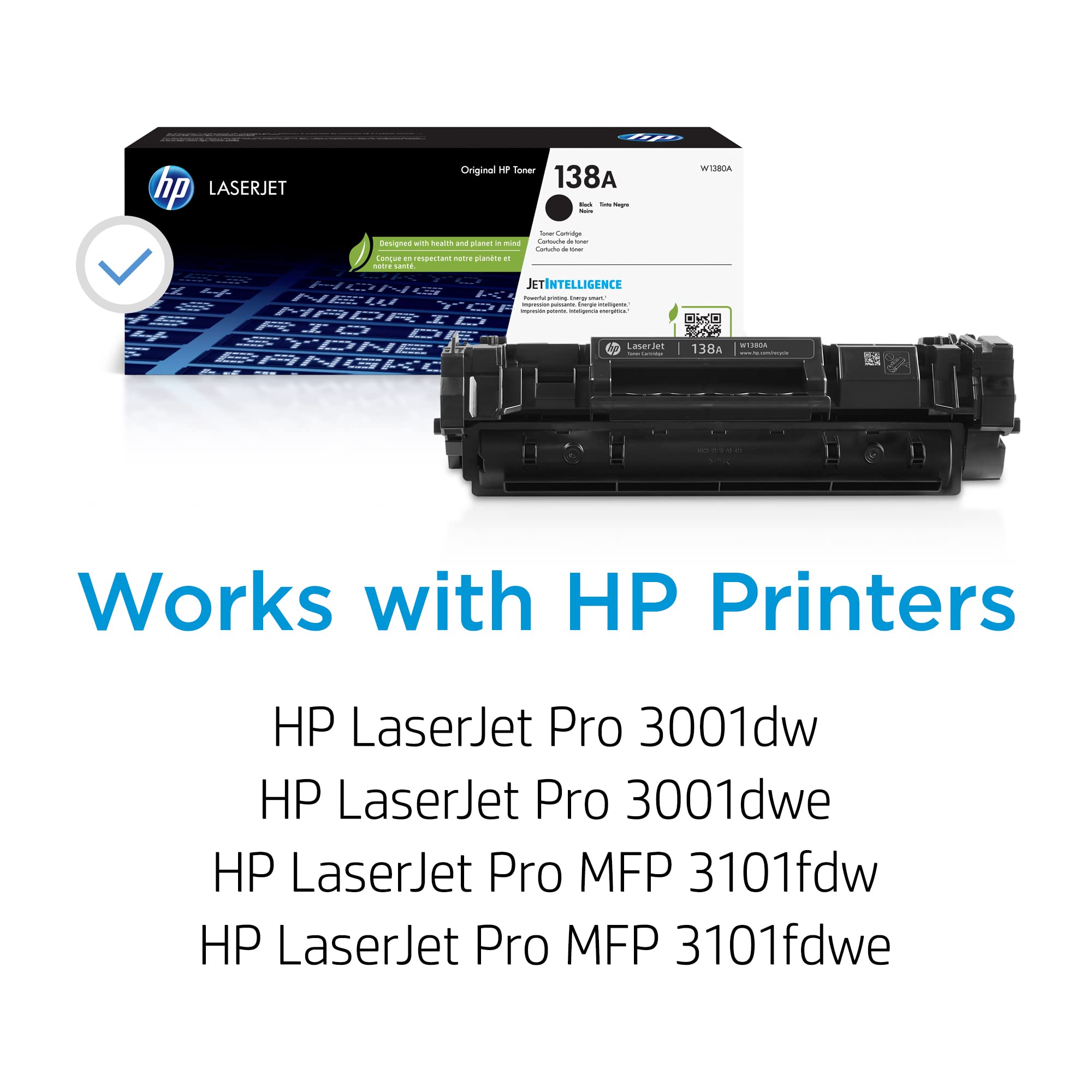 HP Original 138A Black Laserjet Toner Cartridge | This Cartridge Works Laserjet Pro 3001dwe, 3001dw Laserjet Pro MFP 3101 fdwe, 3101fdw | W1380A