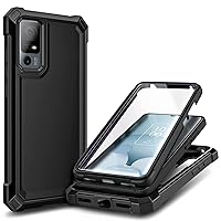 NZND Compatible with TCL 40 XE 5G/TCL 40 X 5G Case with [Built-in Screen Protector], Full-Body Protective Shockproof Rugged Bumper Cover, Impact Resist Case (Black)