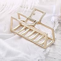 Women color Hair clip, Simple French Matte Alloy Nonslip Clamps, Elegant Large Temperament Perfect Fashion Hair Accessories, clamps for and Thinner, Suitable For Different Hair Volume Styles (L, Golden square)