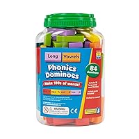 Educational Insights Phonics Dominoes – Long Vowels - Manipulative for Classroom & Home, Set of 84 Dominoes in 6 Colors, Ages 6+