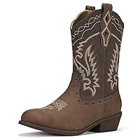 Rollda Kids Cowboy Boots Western Round Toe Cowgirl Boots for Boys Girls Toddler/Little Kid/Big Kid