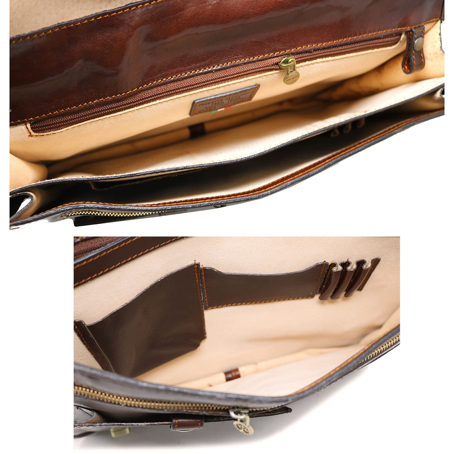 Floto Roma Leather Briefcase for Men Laptop Messenger Bag