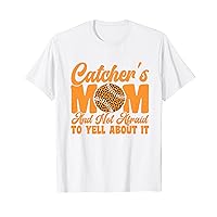 Catcher's Mom And Not Afraid Leopard Baseball Mom T-Shirt
