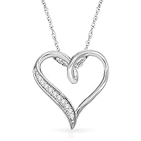 NATALIA DRAKE 1/10 Cttw Diamond Open Heart Necklace for Women in 925 Sterling Silver Color I-J/Clarity I2-I3