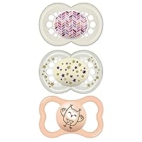 MAM Variety Pack Baby Pacifier, Includes 3 Types of Pacifiers, Nipple Shape Helps Promote Helathy Oral Development, 16+ Months, Girl, 3 Count (Pack of 1)
