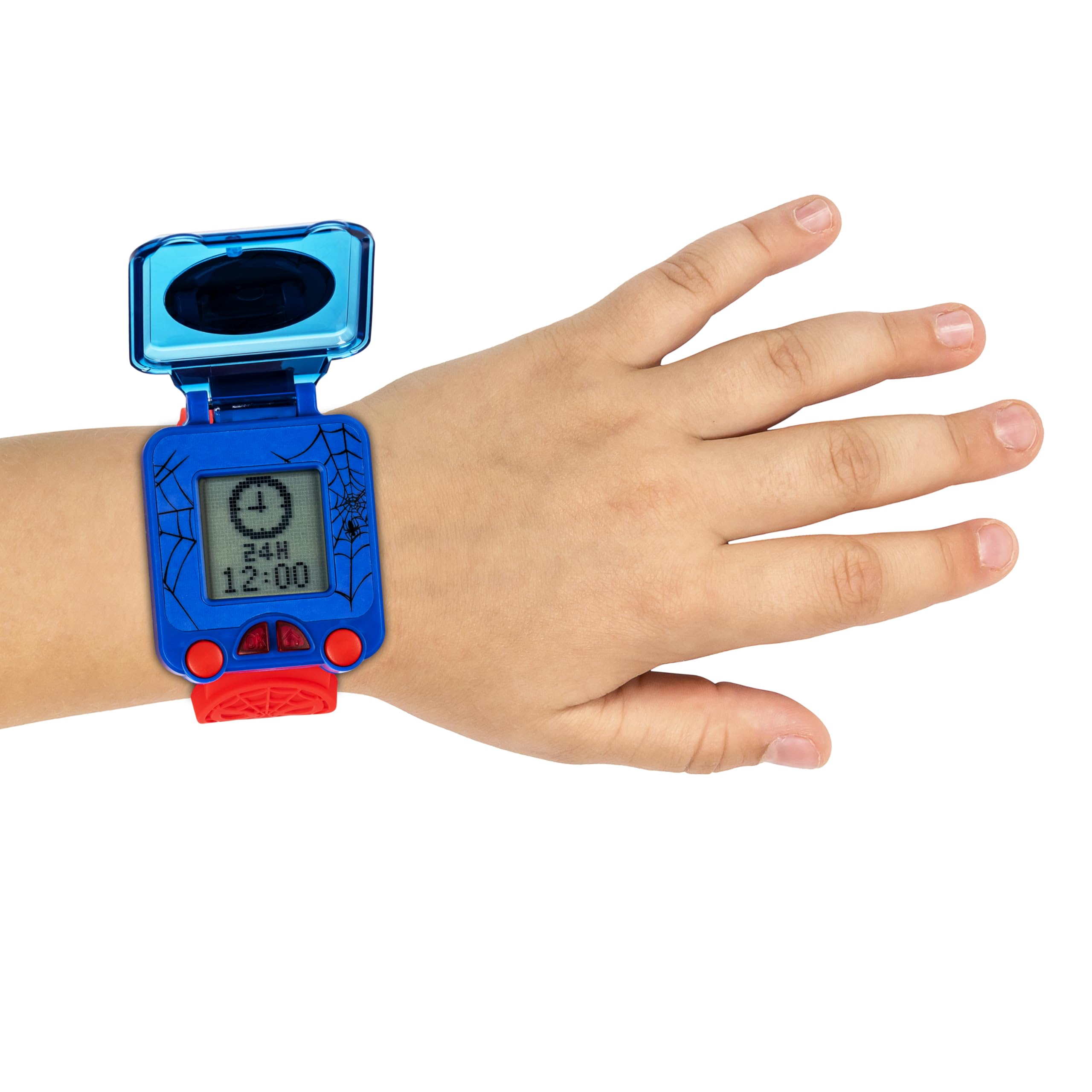Accutime Marvel Spider-Man Educational Learning Digital Blue Watch for Boys, Toddlers, Kids with Red Strap - Includes Timer, Stopwatch, Alarm, Games and More! (Model: SPD4753AZ)