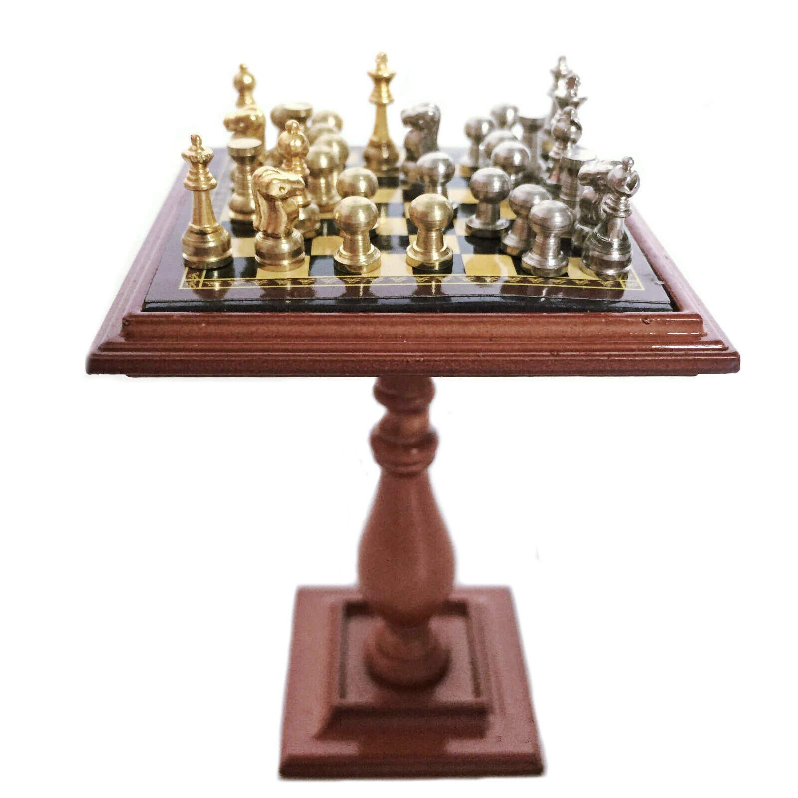Miniature Chess Set and Table Magnet Chess Pieces 1:12 Dollhouse Accessories
