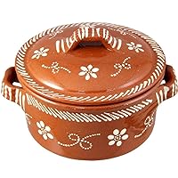 Vintage Portuguese Traditional Clay Terracotta Casserole With Lid Made In Portugal Cazuela (N.6 13.5