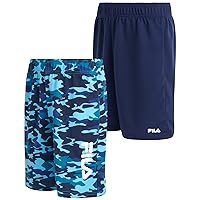 Fila Boys' Active Shorts - 2 Pack French Terry Sweat Shorts - Gym Running Performance Athletic Shorts (8-16)